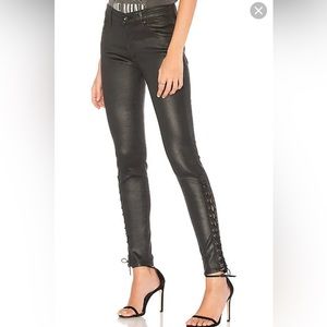 AG Farrah leather lace up skinny jeans